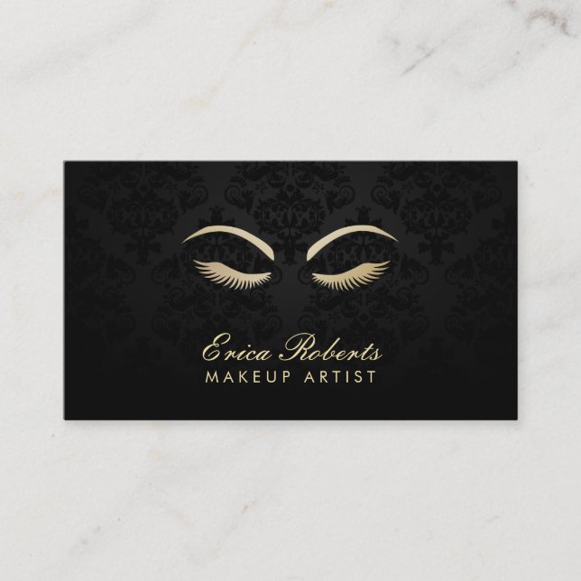 Tarjeta De Visita Artista de maquillaje elegante salón de damasco os (Anverso)