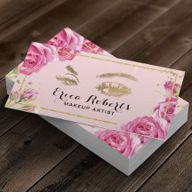 Artista de maquillaje elegante Salón Floral Rosa