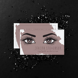 Tarjeta De Visita Artista de maquillaje | Elegante Taupe Oscuro Ojos