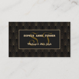 Tarjeta De Visita Artista de maquillaje en monograma vintage Gold Ar