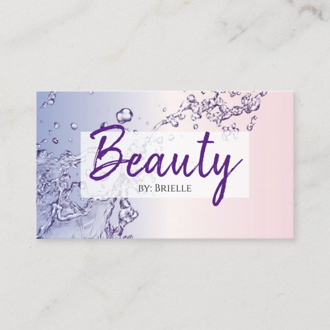 Tarjeta De Visita Artista de maquillaje en salón de belleza y salpic (Anverso)