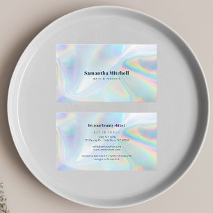 Tarjeta De Visita Artista de Maquillaje Esteticista Holográfico Mode