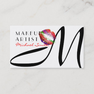 Tarjeta De Visita Artista de maquillaje Estilizado Labios Coloridos 
