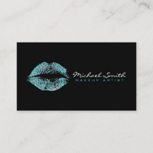 Tarjeta De Visita Artista de maquillaje Estilizado Labios Purpurinas