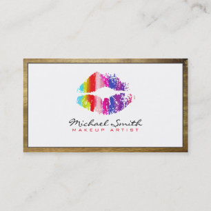 Tarjeta De Visita Artista de maquillaje Estilizado Lips Blanco Moder