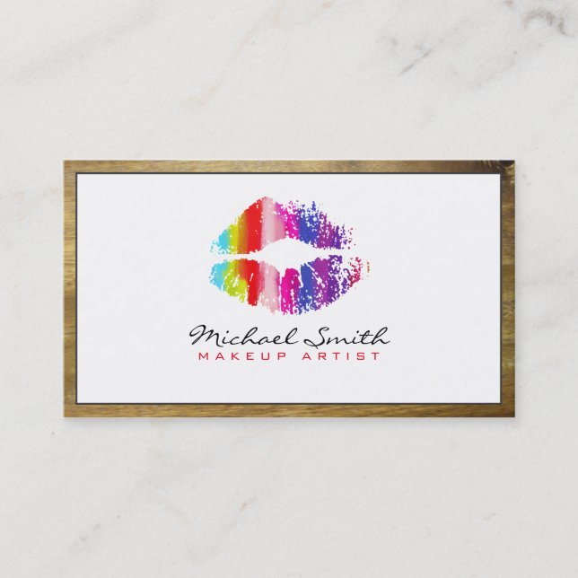 Tarjeta De Visita Artista de maquillaje Estilizado Lips Blanco Moder (Anverso)