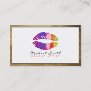 Tarjeta De Visita Artista de maquillaje Estilizado Lips Blanco Moder