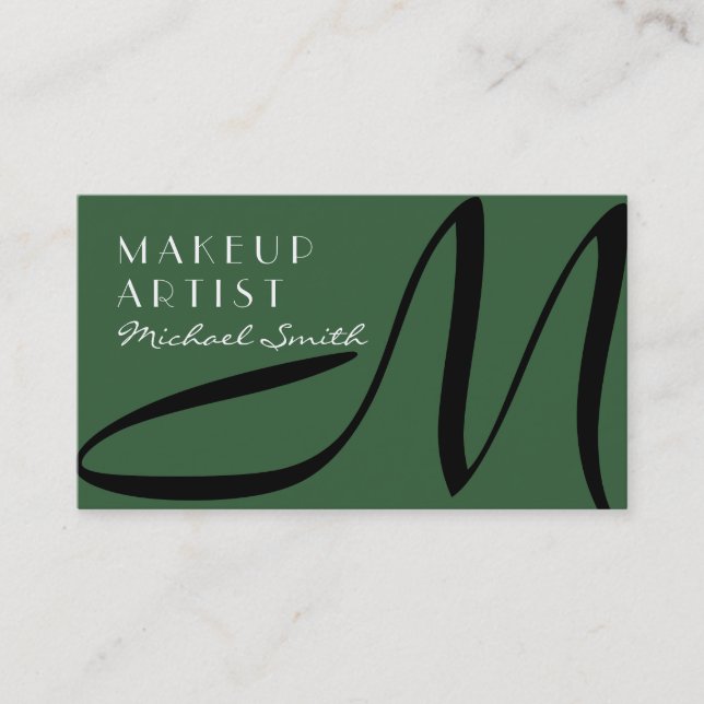 Tarjeta De Visita Artista de maquillaje Estilo Monograma moderno Mos (Anverso)