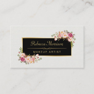 Tarjeta De Visita Artista de maquillaje Estiloso Boutique Floral Vin
