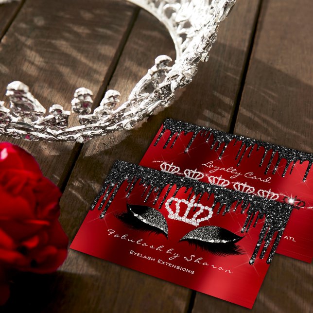 Tarjeta De Visita Artista de Maquillaje Extensiones de Pestañas Negr (Makeup Artist Eyelashes Extension Black Drips VIP Business Card)