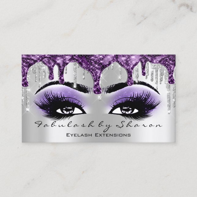 Tarjeta De Visita Artista de maquillaje Eyebrow Eyelash Plata Gris P (Anverso)