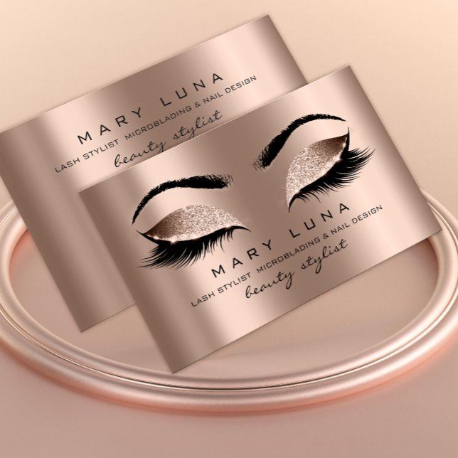 Tarjeta De Visita Artista de maquillaje Eyebrows azota de oro Rosa (Subido por el creador)