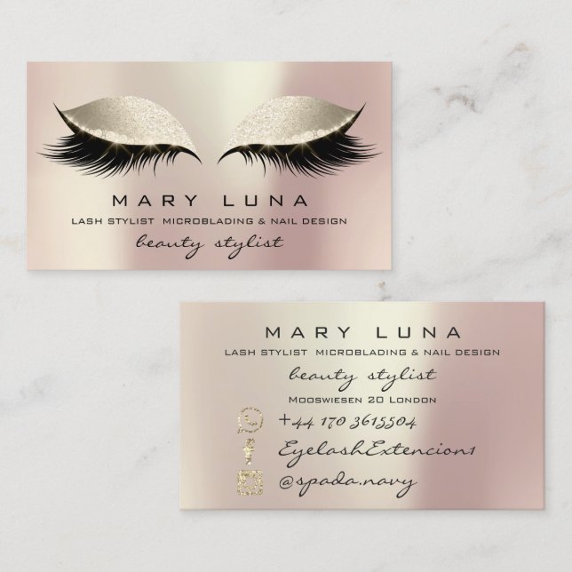 Tarjeta De Visita Artista de maquillaje Eyebrows azota marfil Rosa d (Anverso / Reverso)