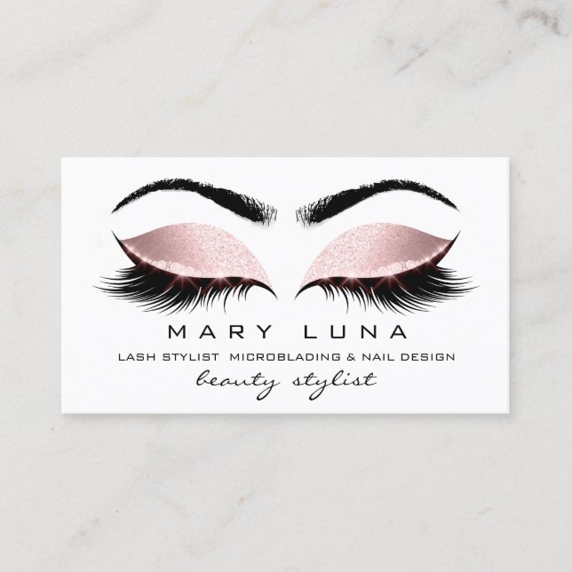 Tarjeta De Visita Artista de maquillaje Eyebrows Lanza de oro blanco (Anverso)