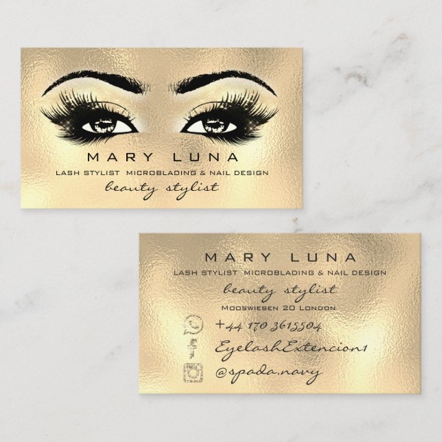 Tarjeta De Visita Artista de maquillaje Eyebrows Lazas Glass Gold (Anverso / Reverso)