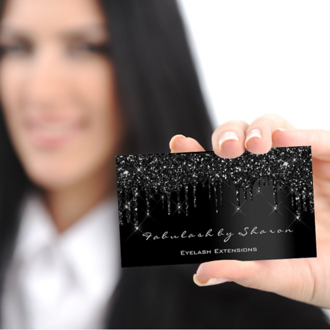 Tarjeta De Visita Artista de maquillaje Eyelash Black Drips Profesio (Makeup Artist Eyelash Black Drips Professional Business Card)
