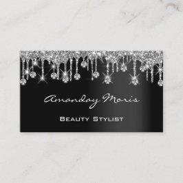 Tarjeta De Visita Artista de maquillaje Eyelash Black Dris Silver Di