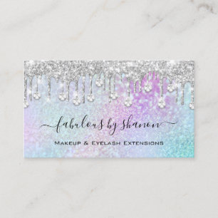 Tarjeta De Visita Artista de maquillaje Eyelash Blue Holographic Dia