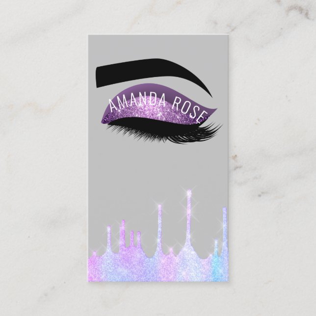 Tarjeta De Visita Artista de maquillaje Eyelash Brows Purple Pink Ho (Anverso)