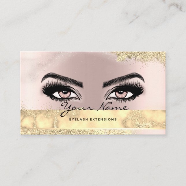 Tarjeta De Visita Artista de maquillaje Eyelash Glam Purpurina Rosa  (Anverso)