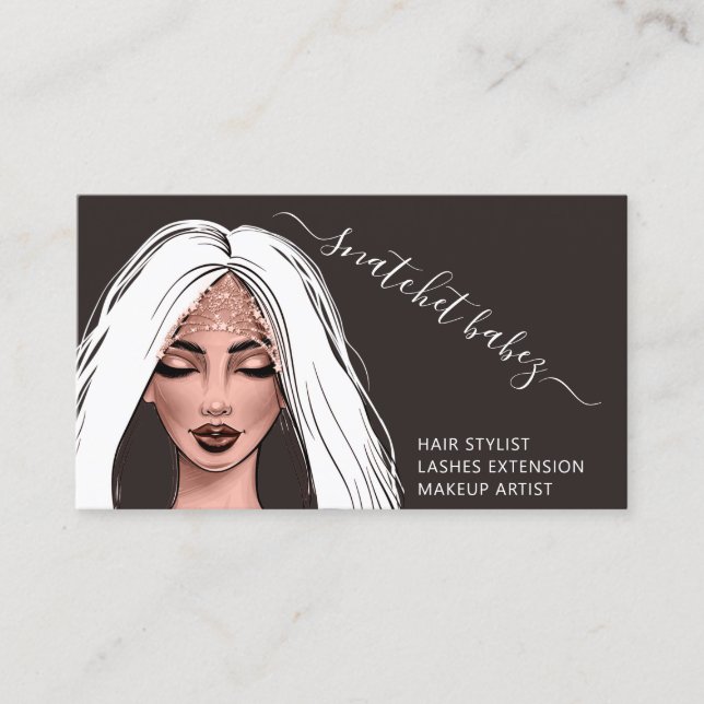 Tarjeta De Visita Artista de maquillaje Eyelash Hair Brows QR Código (Anverso)