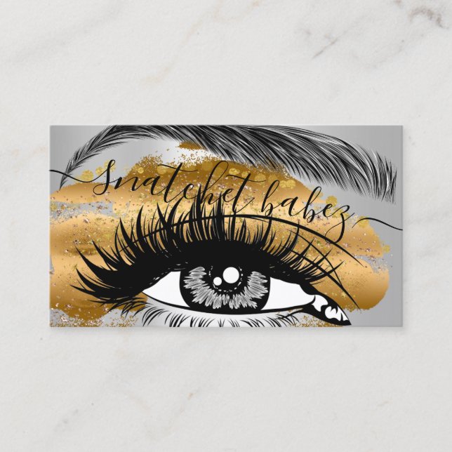 Tarjeta De Visita Artista de maquillaje Eyelash Hair Brows QR Logo G (Anverso)