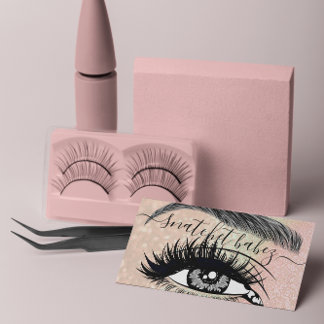 Tarjeta De Visita Artista de maquillaje Eyelash Hair Brows QR Rosa d