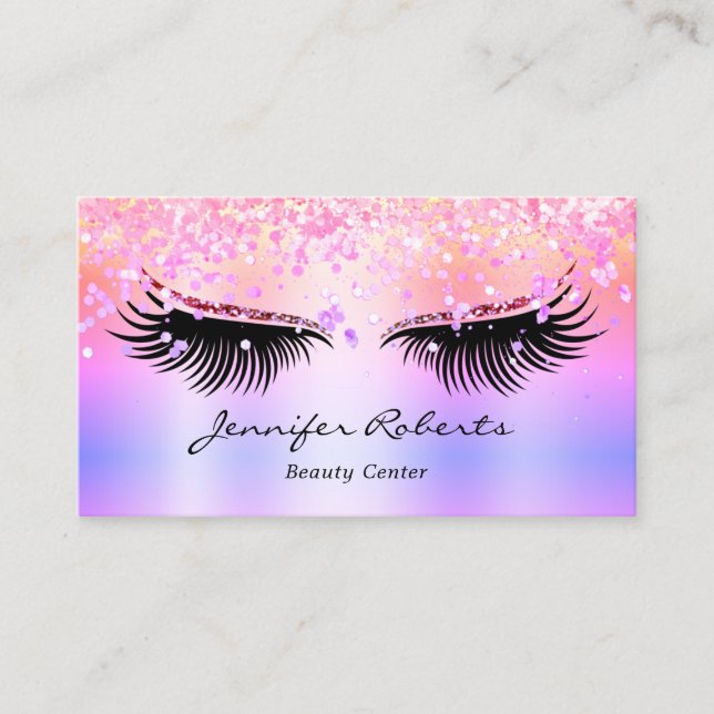 Tarjeta De Visita Artista de maquillaje Eyelash Holográfico Purpurin (Anverso)