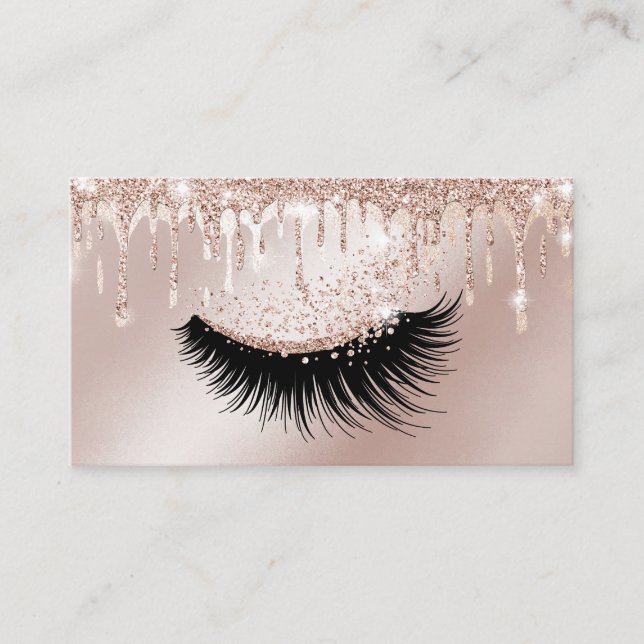 Tarjeta De Visita Artista de maquillaje Eyelash Lazas Purpurina Drin (Anverso)