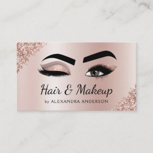 Tarjeta De Visita Artista de maquillaje Eyelash Lazas Purpurina Rosa