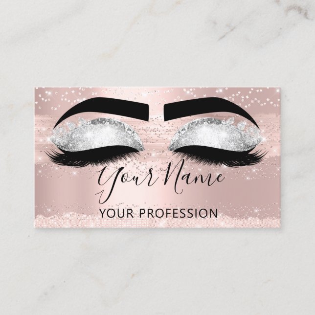 Tarjeta De Visita Artista de maquillaje Eyelash Microblading Silver  (Anverso)