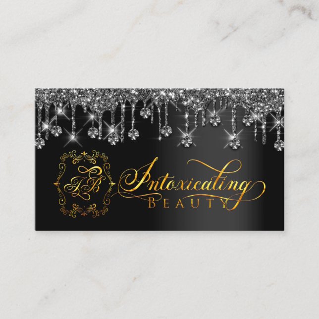 Tarjeta De Visita Artista de maquillaje Eyelash Negro Logo Dris Diam (Anverso)