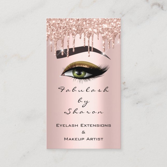 Tarjeta De Visita Artista de maquillaje Eyelash Purpurina Dris Rosas (Anverso)