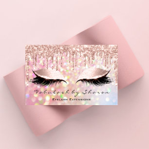 Tarjeta De Visita Artista de maquillaje Eyelash Purpurina rosado Ros