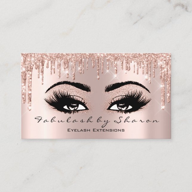 Tarjeta De Visita Artista de maquillaje Eyelash Purpurinas Dris Rosa (Anverso)