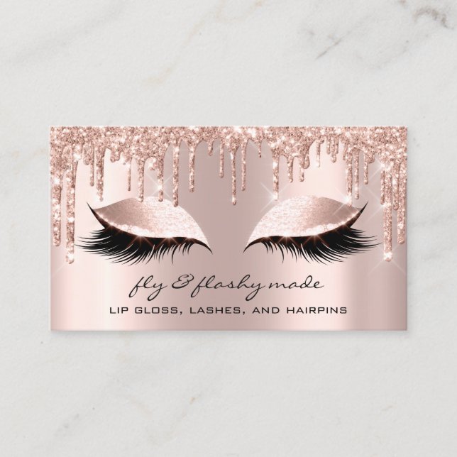 Tarjeta De Visita Artista de maquillaje Eyelash Purpurinas Dris Rosa (Anverso)