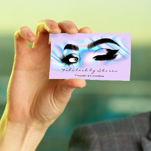 Tarjeta De Visita Artista de maquillaje Eyelash QRCODE Holografía Ro