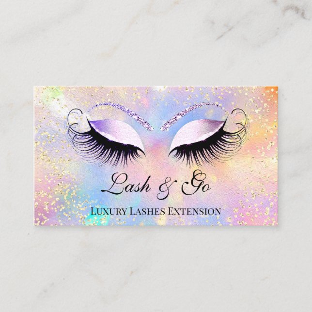 Tarjeta De Visita Artista de maquillaje Eyelashes Brows Holograph Go (Anverso)
