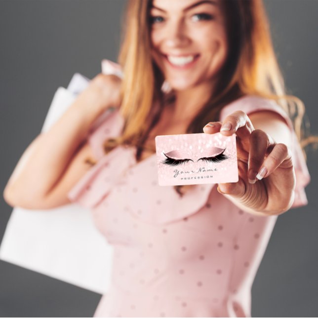 Tarjeta De Visita Artista de maquillaje Eyes Aplasta Purpurina Rubor (Makeup Artist Eyes Lashes Glitter Pink Blush Business Card)