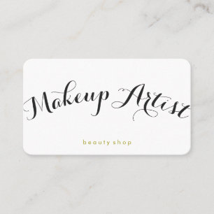 Tarjeta De Visita Artista de maquillaje Fancy Font Minimalista