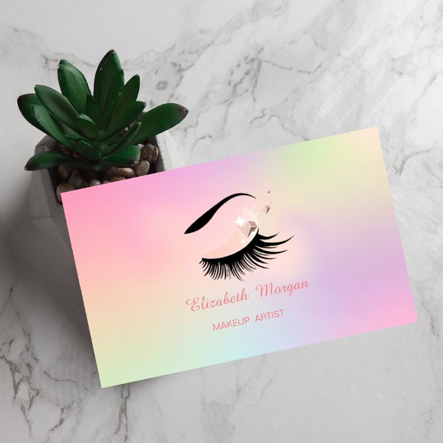 Tarjeta De Visita Artista de maquillaje, fintas pestañas Holográfica (Subido por el creador)