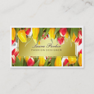 Tarjeta De Visita Artista de maquillaje floral Hair Stylist Gold