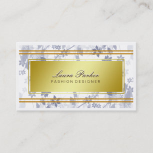 Tarjeta De Visita Artista de maquillaje floral Hair Stylist Gold
