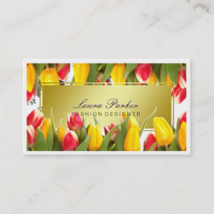 Tarjeta De Visita Artista de maquillaje floral Hair Stylist Gold