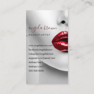 Tarjeta De Visita Artista de Maquillaje Foto labios rojos lápiz labi