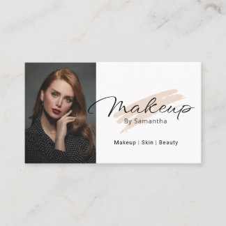 Tarjeta De Visita Artista de Maquillaje Foto Pincelada de Rubor Escr