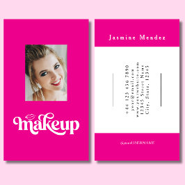 Tarjeta De Visita Artista de Maquillaje Fotográfico con Guión Blanco