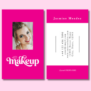 Tarjeta De Visita Artista de Maquillaje Fotográfico con Guión Blanco