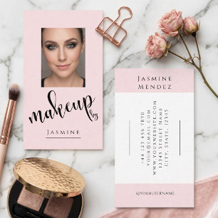 Tarjeta De Visita Artista de Maquillaje Fotográfico con Letra Negra 