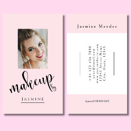 Tarjeta De Visita Artista de Maquillaje Fotográfico con Letra Negra 